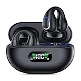 Open Ear Clip Wireless Earbuds Bluetooth 5.3, Sports Earphones Built-in Microphone with Earhooks, Wireless Ear Buds, Waterproof Fitness Headphones for Sports