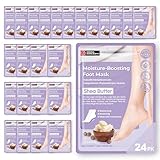 Original Derma Beauty Foot Mask 24 Pairs Moisture-Boosting Shea Butter Moisturizing Foot Mask Set Body Exfoliator Callus Remover Foot Masks Foot Bath Pedicure Supplies for Beauty & Personal Care