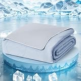 PATSBA® Cooling Comforter King Size,Double-Sided Cold Tech Fabric Blanket for Night Sweats Hot Sleepers,Lightweight Silk Smooth Soft Breathable,Summer Comforter,Blue -King（108"x90"）