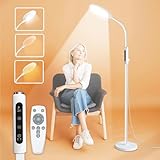 PRIMETEK Happy Light 10000 Lux Mood Lamp, Dual Control Remote,Touch Screen Sad Lamp, Adjustable LED Floor Lamp, UV-Free Sun Light, 5 Color Temperatures 10 Brightness Levels Happy Lights