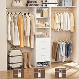 PatioPerk Closet System with Drawers, 8FT Walk in Closet Organizer System with 3 Shelving Towers, 96