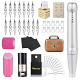 Permanent Eyebrow Makeup Tattoo Pen Kit for Eyebrow Lip Eyeliner Permanent Eyebrow Makeup Tattoo Machine With 15 pcs Cartridge Needles Microblading Supply Ombre Powder Brows(Permanent Kit) (Snow)