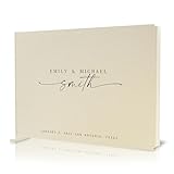 Personalized Guest Book - 11.5" x 8.5" Custom Bride & Groom Names with Bookmark and Hard Cover 140 GSM Blank Pages, for Weddings Guest Book, Engagements, Birthdays, Special Events, Cream