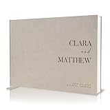 Personalized Guest Book - 11.5" x 8.5" Premium Custom Guest Signing Book with Bookmark and Blank Pages for Wedding Reception Table Decoration Engagement Birthday Party Event, Taupe