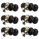 Probrico 6 Pack Round Privacy Door Knob(Thumb Turn Lock on The Inside), Keyless Doorknobs Interior/Exterior Lockset,Privacy Knobs for Bedroom/Bathroom,Black Modern Design Door Hardware