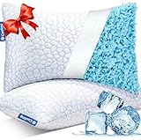 QUTOOL Cooling Pillows for Sleeping 2 Pack, Shredded Memory Foam Bed Pillows Queen Size Set of 2, Gel Pillow for Hot Sleepers Cool Pillow for Side Back and Stomach Sleepers, Cold Pillow, Supportive
