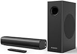 RIOWOIS Sound Bars for Smart TV with Subwoofer, 2.1 Deep Bass Small Soundbar Home Theater Surround System Speaker with 4 Inch Subwoofer, Bluetooth/Optical/AUX Connection, Compact Soundbar for TV