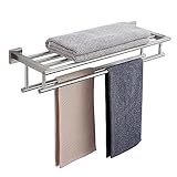 RTCUL Bathroom Towel Rack 24 Inch Tower Holder with Double Towel Bar Brushed Nickel Towel Rack Wall Mounted SUS304 Stainless Steel Hotel Towel Shelf Modern Towel Hanger