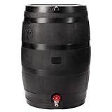 RTS Companies Inc Home Accents 50-Gallon ECO Rain Water Collection Barrel Made with 100% Recycled Plastic Spigot, Black