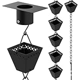 Rain Chain Kit w/ Adapter & Extension | Black Powder Coated Rain Chains for Gutters 10 ft | Rain Chain | Rain Chains | Gutter Chain Downspout | Rain Chains for Outside | Rain Catcher | Rain Chimes