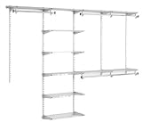 Rubbermaid Configurations Deluxe Custom Closet Kit, 4-8 Ft. Adjustable Metal Wire Shelving, Titanium Finish, Expandable Organization System, Hardware Included, for Home Closet/Pantry/Laundry/Mudroom