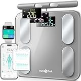 Runstar Digital Bathroom Scale for Body Weight, Body Fat, BMI 28 Measurements, Innovative 8-Electrode Smart Scales FSA or HSA Eligible with Voice Prompt Function High Accurate Bluetooth Weight Machine
