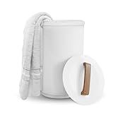 SAMEAT Heated Towel Warmers for Bathroom - Large Towel Warmer Bucket, Wood Handle, Auto Shut Off, Fits Up to Two 40