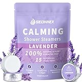 SEONNIX Shower Steamers Aromatherapy 15 Pack, Stress Relief & Self Care - Lavender Shower Bombs with Natural Essential Oil, Home Spa Shower Travel Essentials, Relaxation Birthday Gifts for Women & Men