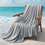 SLEEP ZONE Nanotex Cooling Blanket for Hot Sleepers, Double-Sided Cold Blanket, Summer Blanket Queen Size, Ultra-Cool Lightweight Breathable Blanket for Bed (Grey, 90''x90'')