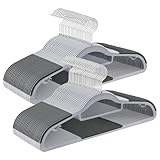SONGMICS Pack of 50 Coat Hangers, Heavy-Duty Plastic Hangers, Non-Slip, Space-Saving Clothes Hangers, 0.2 Inches Slim, 16.5 Inches Wide, 360° Swivel Silver Hook, Light and Dark Gray UCRP20G50
