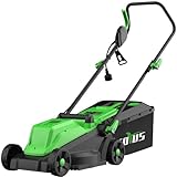 SOYUS Electric Lawn Mower Corded, 13 Inch 11-Amp Lawn Mowers with 8 Gallon Collection Bag, 3-Position Cutting Height Adjustment for Yard and Farm