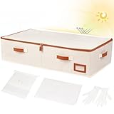 SUNAUMI Wedding Dress Storage Box, Large Shadeable Wedding Dress Preservation Box with Microfiber Gloves, 20 Sheets of Acid Free Paper and Dustproof Bag for Wedding Dress, Heirlooms, Gowns