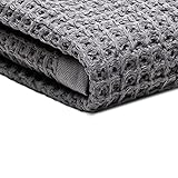 SUTERA - Silverthread Waffle Towel California - Grown Pima Cotton, Quick Drying, Ultra Soft, Lightweight and Absorbent - Waffle Weave Design - Luxury Towel (Bath, Grey) 31"x57"