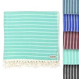 Sand Cloud Large Turkish Beach Towel - Sand Free - Fast Drying -100% Certified Organic Turkish Cotton Yarn - Great for Beach Bath or as a Blanket - As Seen on Shark Tank - Gocek (Mint) 37x69