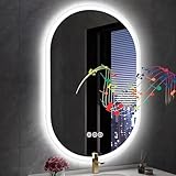 S'bagno 24x36 Oval LED Bathroom Mirror with Lights, Anti-Fog, Bluetooth Speaker, 3 Colors Temperature & Dimmable, Lighted Mirrors for Bathroom Wall with Memory Function, Waterproof, Shatter-Proof