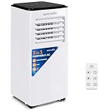 SereneLife 8000 BTU Portable Air Conditioner - 3-in-1 Compact Standing Air Conditioner for Room Up to 300 Sq. Ft. - Floor AC Unit with Remote Control - Universal Casters, Window Mount Kit