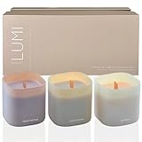 Set of 3 Scented Soy Candles Gift Set | Nature's Bloom Collection | 3 Scented Candles - Gardenia, Hilton Garden, and Rose & Oud | Crackling Wood Wick | Clean Burn | 50+HR Burn Time, 9.8oz Each