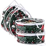 Shappy Christmas Wreath Storage Container 30 Inch Wreath Storage Bags Plastic Wreath Bags with Dual Zippers and Handles for Xmas Thanksgiving Holiday Artificial Wreath Storage(Clear, 4 Pieces)