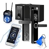 Smart Lock - Smart Keyless Entry Door Lock with Handle - Fingerprint Door Lock Keypad Deadbolt Smart Lock Front Door - WiFi Smart Door Lock - Electronic Door Lock or Digital Door Lock with Keypad Set