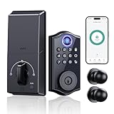 Smart Locks for Front Door,APP Control Keyless Entry Fingerprint Door Lock,Keypad Deadbolt Set with Handle,Easy Installation,Auto-Lock,(Matte Black)