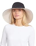 Solbari Ultra Wide Brim Sun Hat UPF50+ Packable UV Sun Protection Hats with Full Coverage Brim, Black/Beige, Small-Medium
