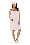 Spa Wrap for Women by Boca Terry, Microfiber Shower Wrap, Plus Size Towel Wrap for Women, Bath Wrap with Snaps for After Shower, Gym, Sauna, Beach or Pool. Pink 4XL
