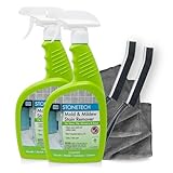 StoneTech Mold and Mildew Stain Remover Cleaning Kit | Kitchen, Patio, Shower, and Bathroom Cleaner for Natural Stone, Tile, and Grout, 2-Pack 24-Ounce Spray with Microfibers and Crevice Brushes