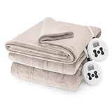Sunbeam Royal Posh Velvet Heated Electric Blanket Queen Size, 90" x 84", 12 Heat Settings, 12-Hour Selectable Auto Shut-Off, Fast Heating, Machine Washable, Warm and Cozy, Champagne