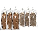 TAILI Hanging Vacuum Storage Bags Space Saver Bags, Vacuum Sealer Bags for Clothing, Suits and Jackets, Closet Organizers and Storage, Clear, 3 Long, 3 Short
