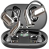 TANFESO Open Ear Headphones Wireless Bluetooth 5.4 Earbuds Sport Over Earphones Built-in Mic with Ear Hooks 50H Playtime Ear Buds LED Display Charging Case, Waterproof Design for Running(Black)