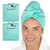 THE PERFECT HAIRCARE Microfiber Hair Large Towels Wrap for Women - Smooth as Silk - Anti-Frizz for Curly, Wavy, Straight Hair Girls - Plopping Essential - Easier to Use Than a T-Shirt - 2 Pack