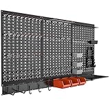 TORACK Metal Pegboard Wall Organizer System for Garage, 109PCS Pegboard Accessories Organizer Kit with Pegboard Bins, Hooks, Peg Locks, Pegboard Storage System for Workbench(Black)