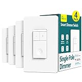 TREATLIFE Smart Dimmer Switch 4 Pack, Smart Light Switch Works with Alexa and Google Assistant, Neutral Wire Needed, 2.4Ghz Wi-Fi, Schedule, Remote Control, Single Pole, FCC Listed