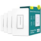 TREATLIFE Smart Dimmer Switch 4 Pack, Smart Switch Works with Alexa and Google Home, 2.4GHz WiFi Dimmer Light Switch for LED, CFL, Incandescent Bulbs, Neutral Wire Required, Single Pole