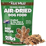 TRMC Real Meat Air Dried Dog Food w/Real Beef - 2lb Bag of USA-Crafted Grain-Free Real Meat Dog Food Sourced from Hormone-Free, Free-Range, Grass-Fed Beef - Digestible, All Natural, High Protein Beef