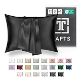 Tafts Silk Pillow Cases - 22mm 100% Pure Mulberry 6A Silk Pillowcase for Hair & Skin with Zipper Closure, Cooling, Natural, Organic, Double Sided Silk Pillow Case (Midnight Black, Queen 20x30 1pc)