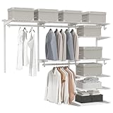 Tangkula 4 to 6 FT Custom Closet Organizer System Kit, Wall-Mounted Storage Organizer with Wire Shelving and Hanging Rods, Adjustable Closet Organizer Kit, Configurations Custom Closet, White