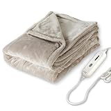 Tefici Electric Heated Blanket Throw, Super Cozy Soft 2-Layer Flannel 50