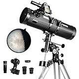 Telescope 130EQ Newtonian Reflector Telescopes for Adults, Professional Telescopes for Adults Astronomy, Comes with 1.5X Barlow Lens Smartphone Adapter & 13% T Moon Filter