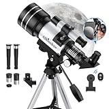 Telescope for Adults Beginners, 70mm Aperture 400mm Aperture Refractor Telescopes for Astronomy Beginners, Portable Travel Telescope Astronomy Gifts