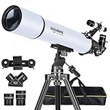 Telescope for Adults High Powered, 80mm Aperture 900mm Professional Refractor Telescope for Adults & Beginners, Compact and Portable Travel Telescopio with Carrying Bag and Designed Phone Adapter