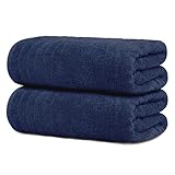 Tens Towels Pack of 2 Extra Large Bath Towel Sheets 35 x 70 inches, 100% Cotton, Larger & Lighter, Quicker to Dry, Lighter Weight, Super Soft and Absorbent, Oversized Bath Towels (Navy)