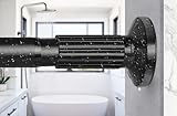 Tension Shower Curtain Rod 51-126In(4.25-10.5Ft), Long Shower Curtain Rod No Drilling for Window or Bathroom Patio, Adjustable Spring Shower Rod, Easy to Install Never Rust Rod Diameter 1.26Inch-Black