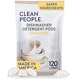 The Clean People Dishwasher Pods - Dishwasher Detergent Pods - Cuts Grease & Rinses Sparkling Clean - Residue-Free - Fragrance Free Dishwashing Pods - Lemon, 120 Pack